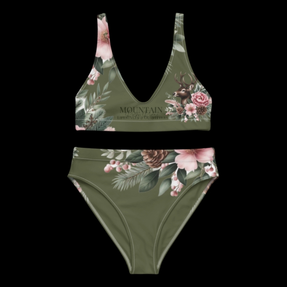 Deep Forest Green Recycled high-waisted bikini